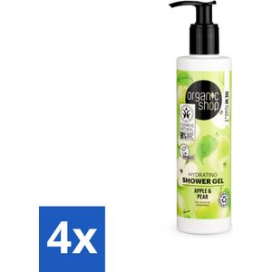 Organic Shop - Douchegel Apple & Pear - Verfrissend en Hydraterend - 280 ml - Voordeelverpakking - 4 stuks
