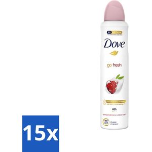 15 x Dove - Deodorant - Spray Go Fresh - Granaatappel - Fruitige geur - 250 ml - Dove Deodorant Spray - Anti-Transpirant Spray - Geurige Deodorant - Okselbescherming - Fruitige Geur