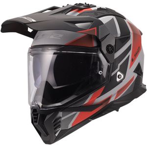 LS2 MX702 Pioneer II helm Block mat grijs rood XXL