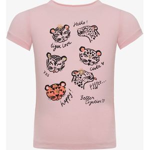 TwoDay meisjes T-shirt met tijgers lichtroze - Maat 98/104