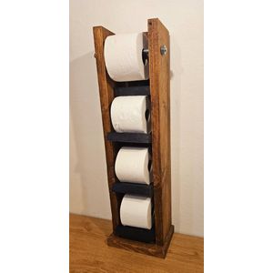 Steigerhouten toiletrolhouder staand.