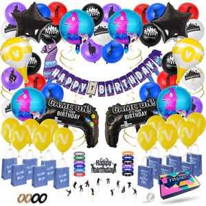 FissalyÂ® 106 Stuks Video Game Verjaardag Decoratie Set met Ballonnen â€“ Feestversiering & Feestdecoratie