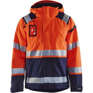 Blåkläder 4987-1987 Shell jack High Vis ongevoerd Oranje/Marineblauw maat S