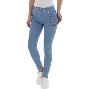 Dilena fashion Jeans skinny bewerkt met bandjes en knopen button