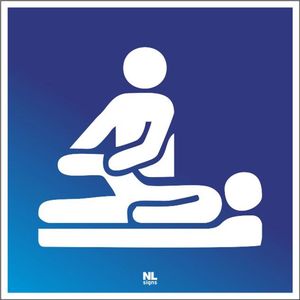 Bord massage blauw Aluminium +kader - 10x10 cm