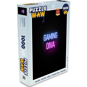 Puzzel Gaming - Quotes - Neon - Gaming diva - Vrouwen - Legpuzzel - Puzzel 1000 stukjes volwassenen