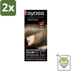 Syoss Color Baseline 7-6 Middenblond - Haarverf - Middenblond - Voordeelverpakking - 2 stuks - Haarverf - Middenblond