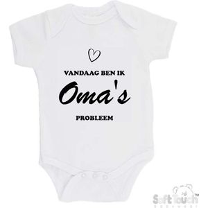100% katoenen Romper ""Vandaag ben ik oma's probleem"" Unisex Katoen Wit/zwart Maat 62/68