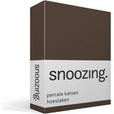 Snoozing - Hoeslaken  - Lits-jumeaux - 180x220 cm - Percale katoen - Bruin