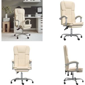 vidaXL Kantoorstoel verstelbaar kunstleer crèmekleurig - Verstelbare Bureaustoel - Stoel - Bureaustoel - Computerstoel
