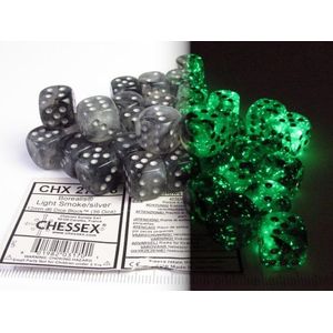 Chessex 36-Die Set Borealis Luminary 12mm - Light Smoke/Silver