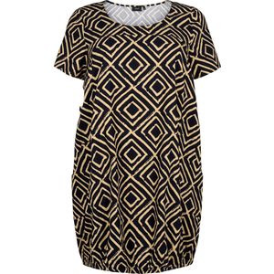 ZIZZI JEASY, S/S, AOP DRESS Dames Jurk - Blue - Maat XL (54-56)