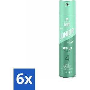 6 x Taft - Lift-Up Volume 4 - Haarspray - Extra volume voor kids - 250 ml - Haarspray Voor Kinderen - Volume Haarspray - Taft Junior - Kinderhaarspray - Haarspray Voor Kids