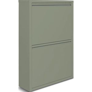 Naturn Living - Metalen Schoenenkast - Olijfgroen - 2-Deurs - Ruimtebesparend