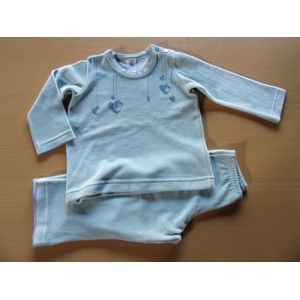 Petit Bateau - Pyjama - Velour - Blauw hartjes - Meisje -  2 jaar 86