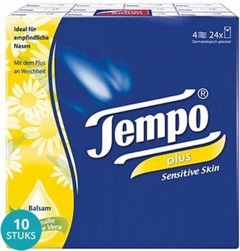Tempo - Zakdoekjes Plus - 10x24x10 Stuks - Extra Sterk - Super Zacht