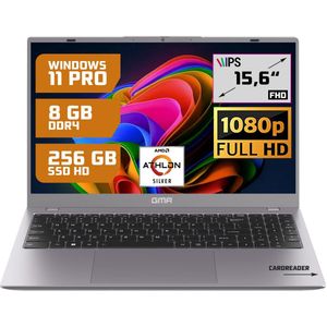 GMR Thuis, Office & Studie Laptop 15.6"" FHD | 8GB / 256GB SSD | AMD Athlon Silver | Windows 11 Pro