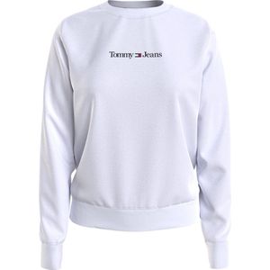 Tommy Jeans - Dames Sweaters Reg Serif Linear Sweater - Wit - Maat XL