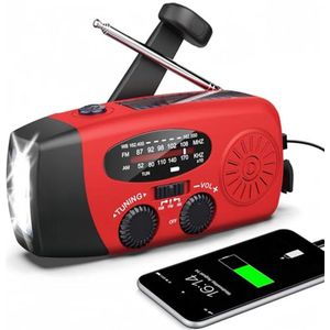 Draagbare zonne-radio met handgenerator, oplaadbare powerbank en LED-zaklamp - ideaal voor noodgevallen en kamperen