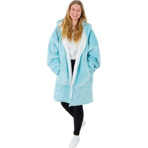 Vestie Hoodie Deken Met Rits - Hoodie Blanket With Zipper - Oversized Draagbare Deken - Sherpa Fleece - Blue - Blauw