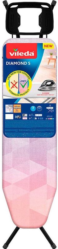 Vileda - Diamond S - Strijkplank - Grijs - Robuust Frame - Verstelbare Hoogte