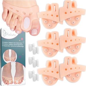 3 x HALUTO set gelbandages met teenscheider en wig voor hallux valgus. 3 paar die effectief het ongemak van hallux valgus verlichten, de uitlijning van de tenen verbeteren en zorgen voor loopcomfort