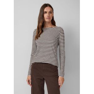 T-shirt - Gestreept - Longsleeve - U-Bootausschnitt - Slim-Fit