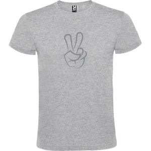 Grijs  T shirt met  ""Peace  / Vrede teken"" print Zilver size XS