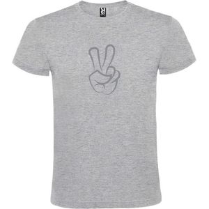 Grijs  T shirt met  ""Peace  / Vrede teken"" print Zilver size XXXXL