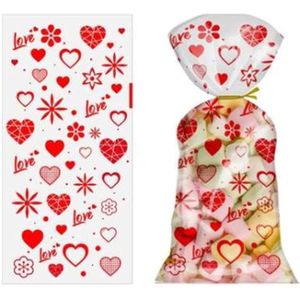 Valentijn / Huwelijk Inpakzakjes  Rode Harten | Traktatiezakjes - Uitdeelzakjes - Verjaardagzakjes - Feestzakjes - Inpakzakken | Geboorte - Verjaardag - Bruiloft - Feest | Harten - Hartjes - Love - Liefde | Traktatie - Kado |