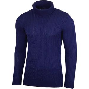 Heren Trui met Rolkraag en Lange Mouwen - Fijn Gebreid Slim Fit Basistrui