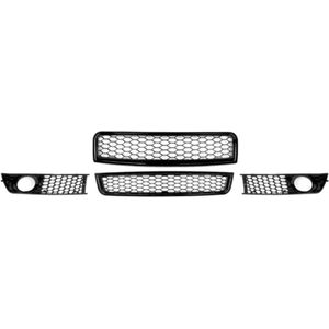 Zwart RS Stijl Voorste Bovenste Grill + Mistlicht Grille A4B6- Voor Audi A4 B6 2002-2005- Auto Accessoires