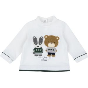 Babykleding Chicco Jongens T shirt lange mouwen, met Beertjes opdruk Wit Maat 74