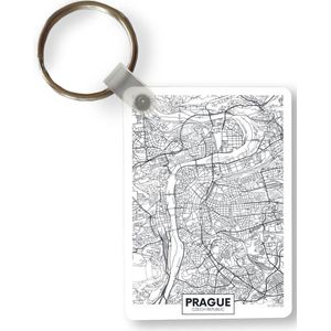 Sleutelhanger - Kaart - Praag - Zwart - Wit - Uitdeelcadeautjes - Plastic