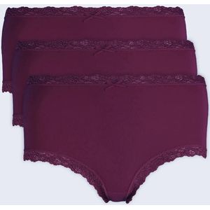 Nina von C - 3-pack - Dames Taille Slips - Paars - Kanten Modal Onderbroek