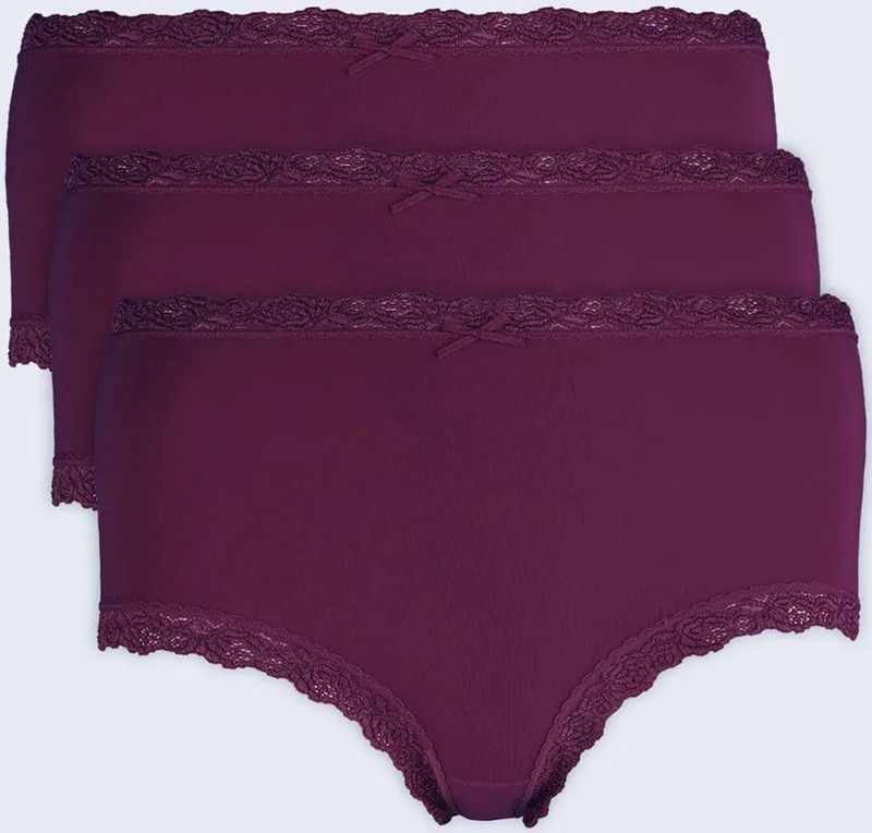 Nina von C - 3-pack - Dames Taille Slips - Paars - Kanten Modal Onderbroek