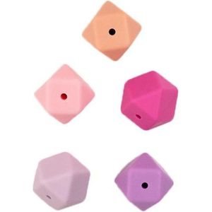 Durable Siliconen Hexagonkralen 5 stuks Roze