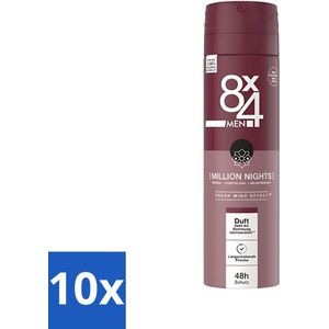 10 x 8 x 4 Deospray Men - No.18 Millions Nights - Deodorant - Voor Heren - 150 ml - Deodorant Voor Heren - Geur - Zweetvermindering - Avondgeur - Langdurige Bescherming