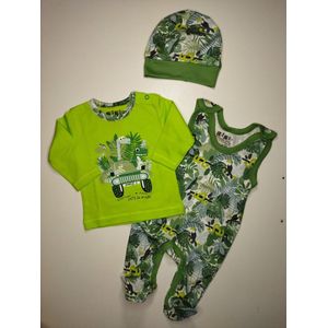 Nini - Outfit Finn - 3-delig setje - Boxpakje, T-Shirtje, Shirtje, Mutsje - Maat 56 - 0 t/m 2 maanden