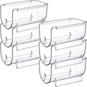 Excellent Houseware Flessenrek - koelkast organizer - 6x - stapelbaar - kunststof - wijnrek