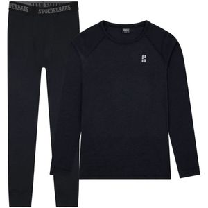 Poederbaas Thermoset Merinowol Heren - Thermoshirt + Thermolegging - Zwart - Maat S
