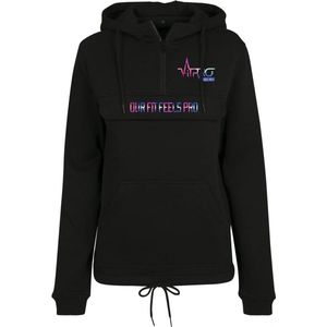 FitProWear Dames Pullover Hoodie Rosa - Zwart - Maat XXXXXL / 5XL - Hoodie Dames - Pullover Hoodie - Trui Capuchon - Sporttrui - Zwarte trui - Trui Katoen/Polyester - Sweater - Trui Pullover