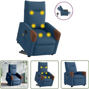 vidaXL Sta Op Stoel - Elektrische Massagerstoel - Sta-op-massagestoel elektrisch verstelbaar stof blauw - Massage Stoel - Loungestoel - Zitzak
