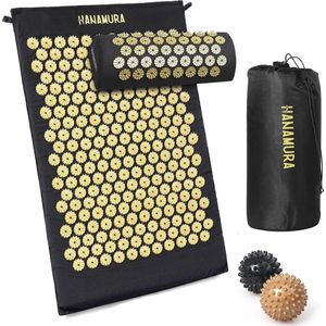 Acupressuur Mat met Kussen en Triggerpoint Ballen - 100% Katoen - 74x44cm