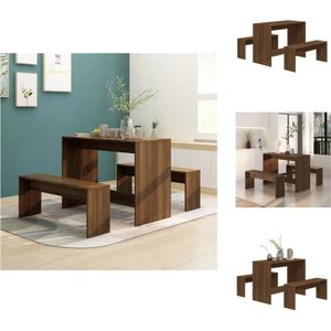 vidaXL Eethoek bruineiken - Tafel 102 x 50 x 75 cm - Bankje 97 x 25 x 40 cm - Stabiele constructie - Set tafel en stoelen
