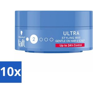 10 x Taft - Ultra 2 - Styling Wax - Flexibele textuur - 75 ml - Vegan Haarproduct - Haarstyling - Haarproducten