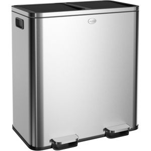 HÜSQ - Vuilnisbak - Duo Prullenbak - Zilver - RVS - 60 Liter