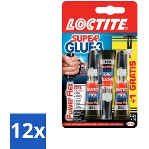 Loctite - Secondelijm - Power Flex - 3 Lijmtubes - Voordeelverpakking - 12 stuks