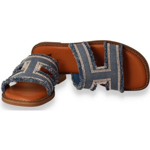 Gezondheidsslippers - Jeansblauw - Synthetisch - Blokhak - Open Neus