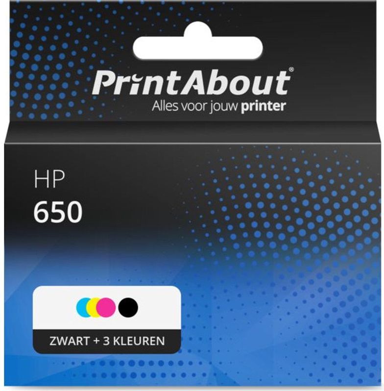 PrintAbout - HP 650 - Inktcartridge - Zwart + 3 Kleuren Multipack